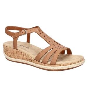 Easy Street Womens 7.5 W Tan Brown Dorinda Wedge Sandals NIB SL4